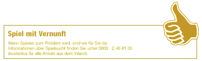 Hinweis auf verantwortungsbewusstes Spielen